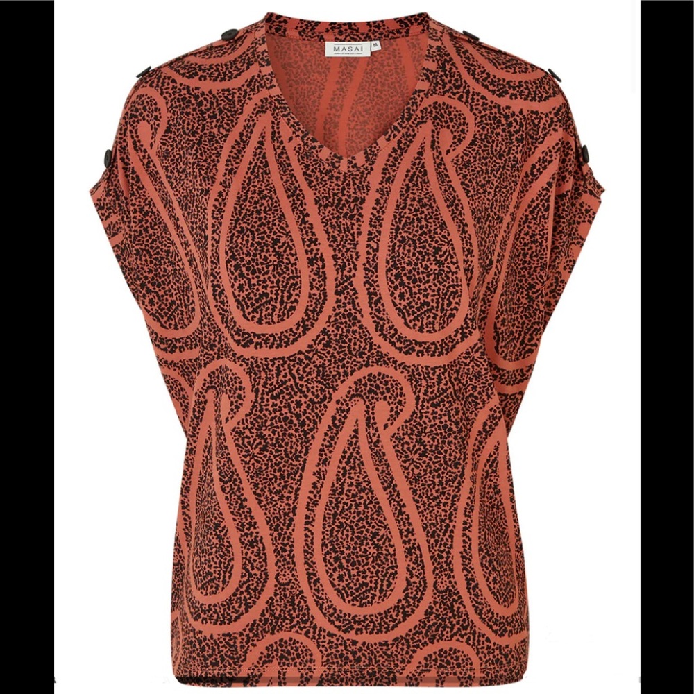 NWT Masai Copenhagen Era Aragon Animal Print Button Detail Top